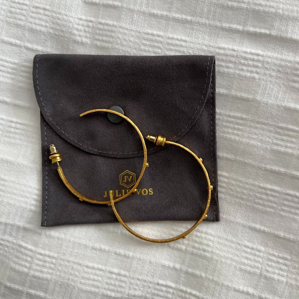 Julie Vos Crescent Stone Hoops in Extra Large